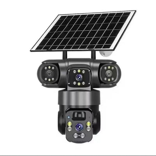 V380 - 360-Degree Panoramic 3-View 3-Lens Wireless WiFi Solar-Powered Camera Surveillance System_0